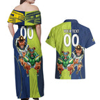 Custom Raiders and Cowboys Couples Matching Off Shoulder Maxi Dress and Hawaiian Shirt Together Sporty Style