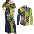 Custom Raiders and Cowboys Couples Matching Off Shoulder Maxi Dress and Long Sleeve Button Shirt Together Sporty Style