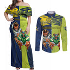 Custom Raiders and Cowboys Couples Matching Off Shoulder Maxi Dress and Long Sleeve Button Shirt Together Sporty Style