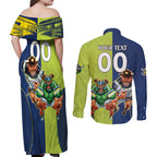 Custom Raiders and Cowboys Couples Matching Off Shoulder Maxi Dress and Long Sleeve Button Shirt Together Sporty Style