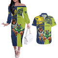 Custom Raiders and Cowboys Couples Matching Off The Shoulder Long Sleeve Dress and Hawaiian Shirt Together Sporty Style