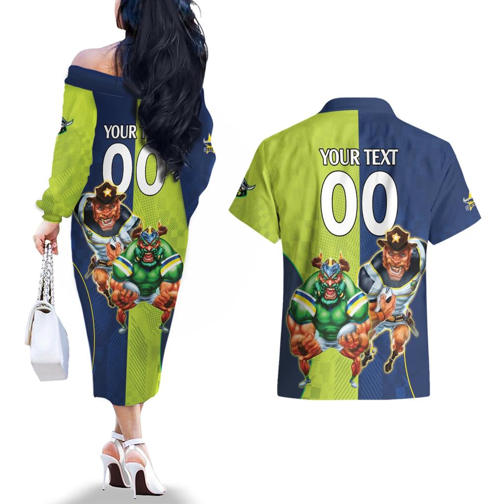 Custom Raiders and Cowboys Couples Matching Off The Shoulder Long Sleeve Dress and Hawaiian Shirt Together Sporty Style