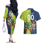 Custom Raiders and Cowboys Couples Matching Off The Shoulder Long Sleeve Dress and Hawaiian Shirt Together Sporty Style