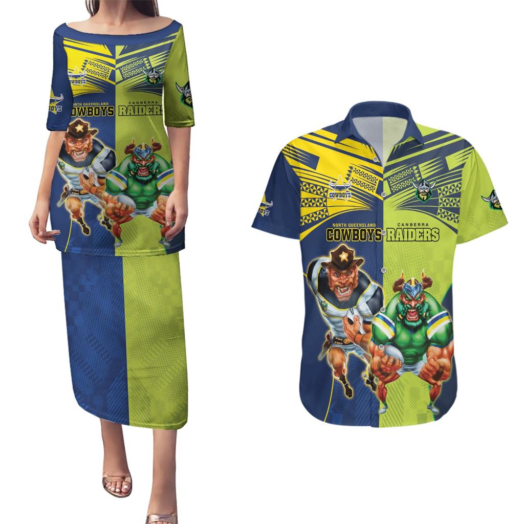 Custom Raiders and Cowboys Couples Matching Puletasi and Hawaiian Shirt Together Sporty Style