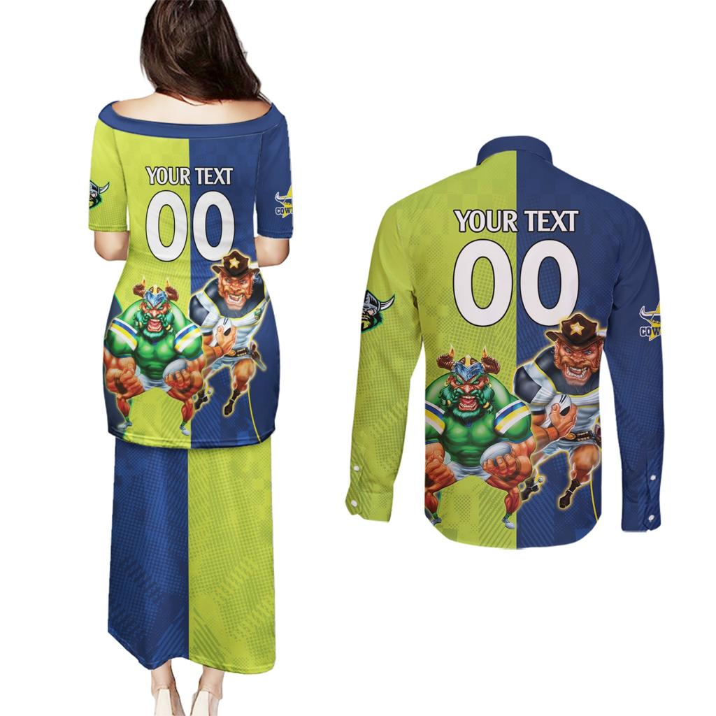 Custom Raiders and Cowboys Couples Matching Puletasi and Long Sleeve Button Shirt Together Sporty Style