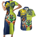 Custom Raiders and Cowboys Couples Matching Short Sleeve Bodycon Dress and Hawaiian Shirt Together Sporty Style