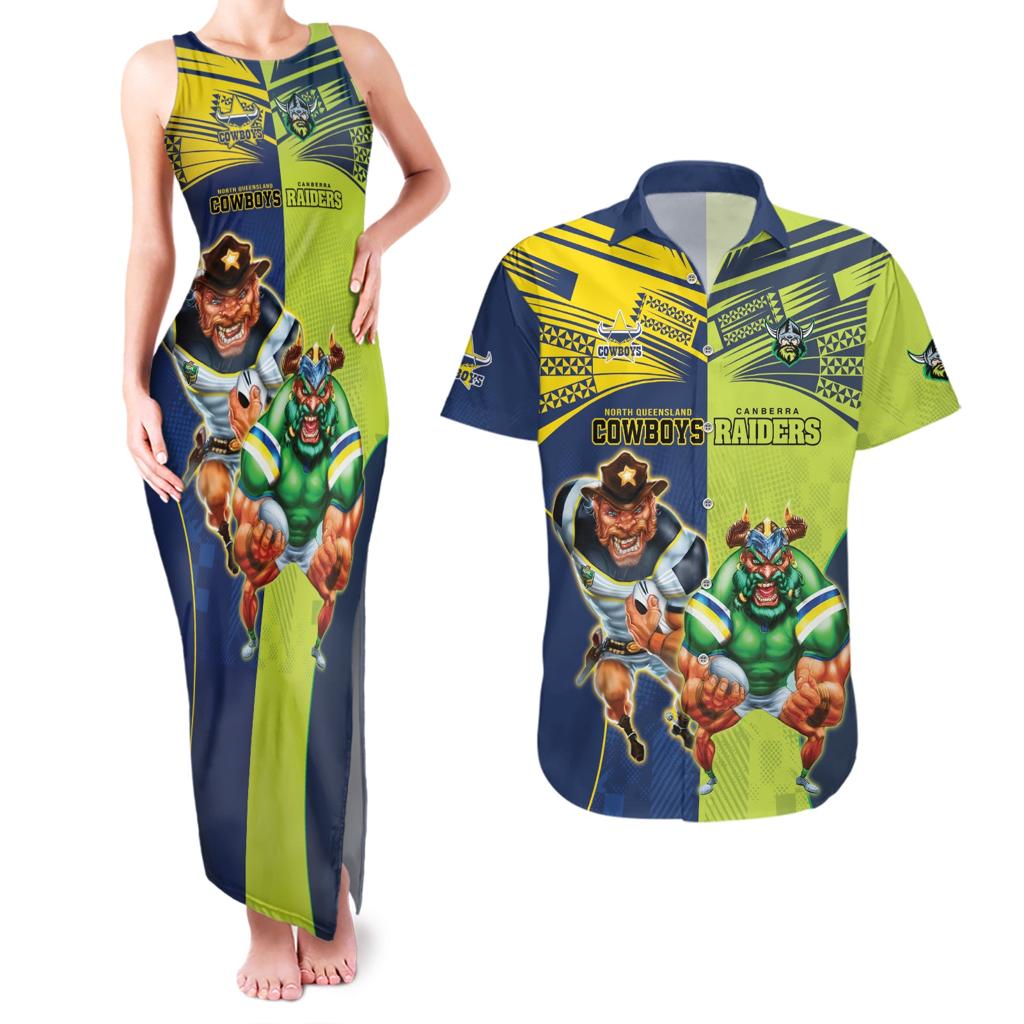 Custom Raiders and Cowboys Couples Matching Tank Maxi Dress and Hawaiian Shirt Together Sporty Style