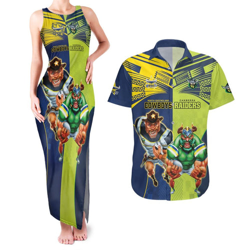 Custom Raiders and Cowboys Couples Matching Tank Maxi Dress and Hawaiian Shirt Together Sporty Style