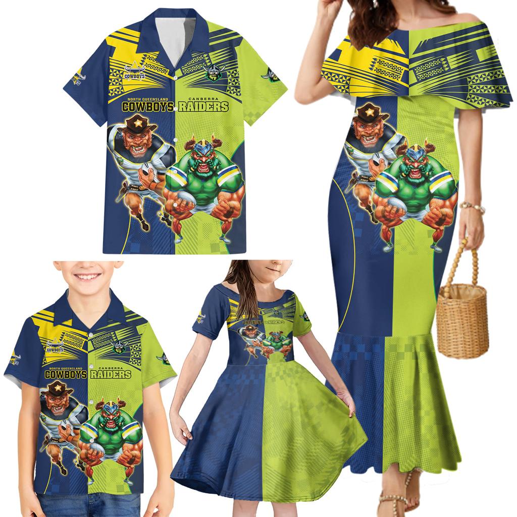 Custom Raiders and Cowboys Family Matching Mermaid Dress and Hawaiian Shirt Together Sporty Style