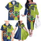 Custom Raiders and Cowboys Family Matching Off The Shoulder Long Sleeve Dress and Hawaiian Shirt Together Sporty Style