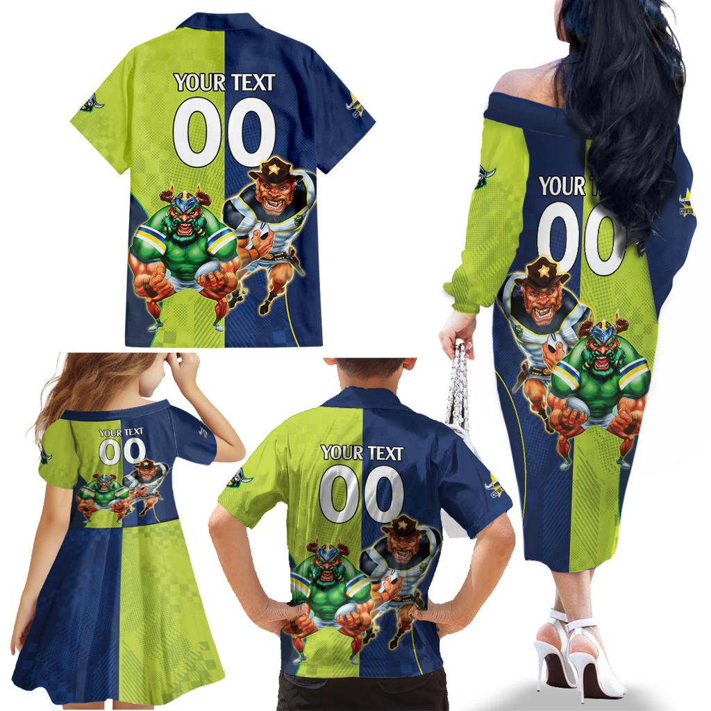 Custom Raiders and Cowboys Family Matching Off The Shoulder Long Sleeve Dress and Hawaiian Shirt Together Sporty Style