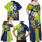 Custom Raiders and Cowboys Family Matching Off Shoulder Maxi Dress and Hawaiian Shirt Together Sporty Style