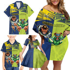 Custom Raiders and Cowboys Family Matching Off Shoulder Short Dress and Hawaiian Shirt Together Sporty Style