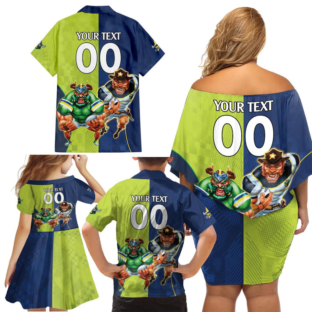Custom Raiders and Cowboys Family Matching Off Shoulder Short Dress and Hawaiian Shirt Together Sporty Style