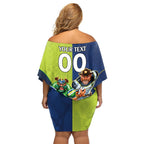 Custom Raiders and Cowboys Family Matching Off Shoulder Short Dress and Hawaiian Shirt Together Sporty Style