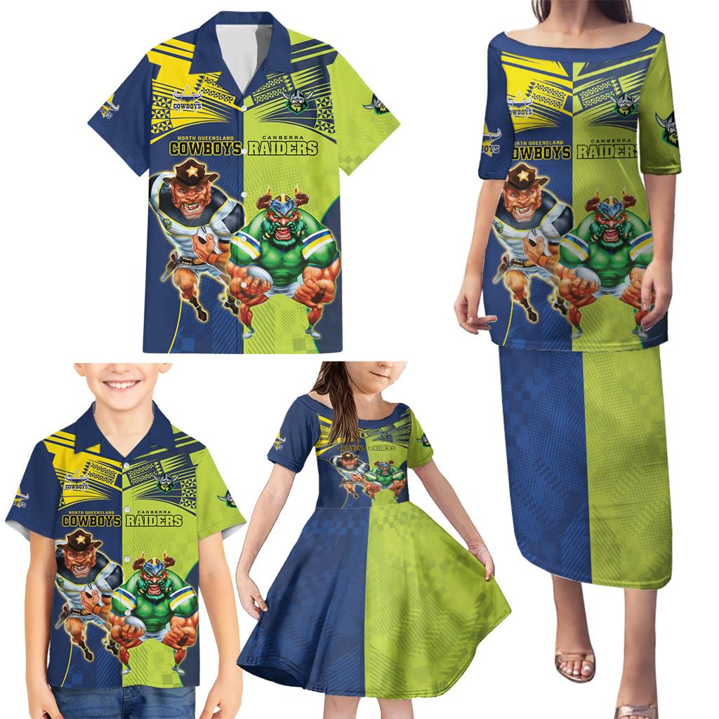 Custom Raiders and Cowboys Family Matching Puletasi and Hawaiian Shirt Together Sporty Style