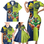 Custom Raiders and Cowboys Family Matching Short Sleeve Bodycon Dress and Hawaiian Shirt Together Sporty Style
