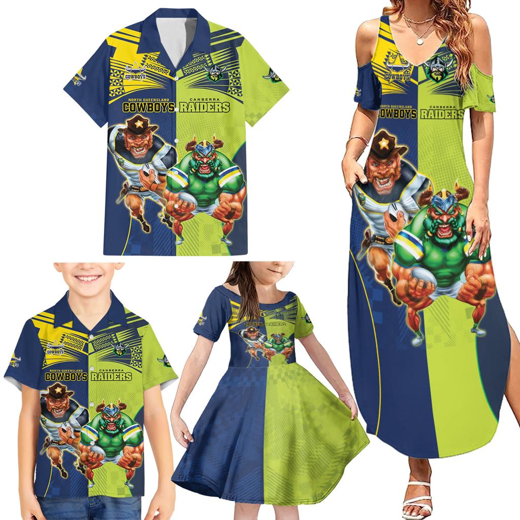 Custom Raiders and Cowboys Family Matching Summer Maxi Dress and Hawaiian Shirt Together Sporty Style