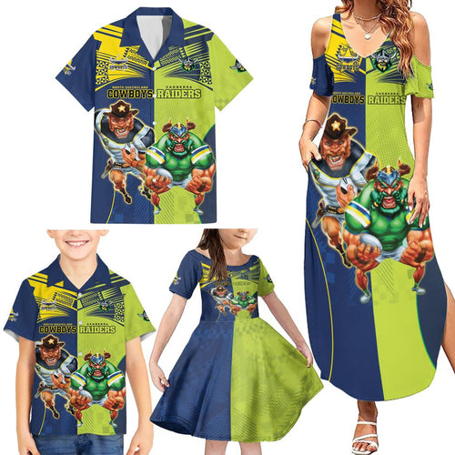 Custom Raiders and Cowboys Family Matching Summer Maxi Dress and Hawaiian Shirt Together Sporty Style