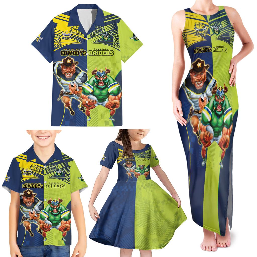 Custom Raiders and Cowboys Family Matching Tank Maxi Dress and Hawaiian Shirt Together Sporty Style