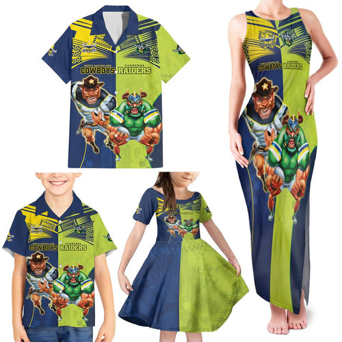 Custom Raiders and Cowboys Family Matching Tank Maxi Dress and Hawaiian Shirt Together Sporty Style