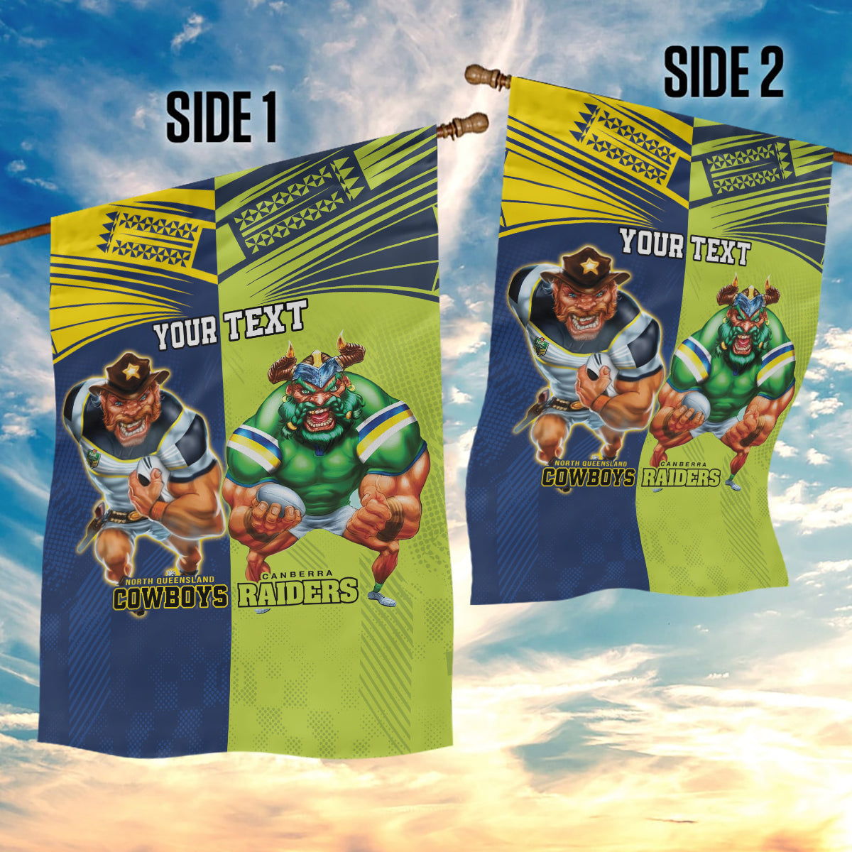 Custom Raiders and Cowboys Garden Flag Together Sporty Style