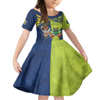 Custom Raiders and Cowboys Kid Short Sleeve Dress Together Sporty Style