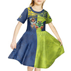 Custom Raiders and Cowboys Kid Short Sleeve Dress Together Sporty Style