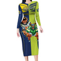 Custom Raiders and Cowboys Long Sleeve Bodycon Dress Together Sporty Style