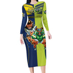 Custom Raiders and Cowboys Long Sleeve Bodycon Dress Together Sporty Style