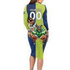 Custom Raiders and Cowboys Long Sleeve Bodycon Dress Together Sporty Style
