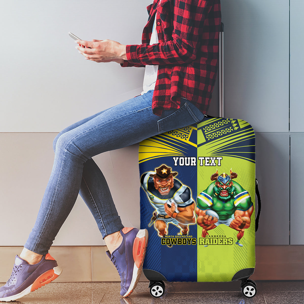 Custom Raiders and Cowboys Luggage Cover Together Sporty Style