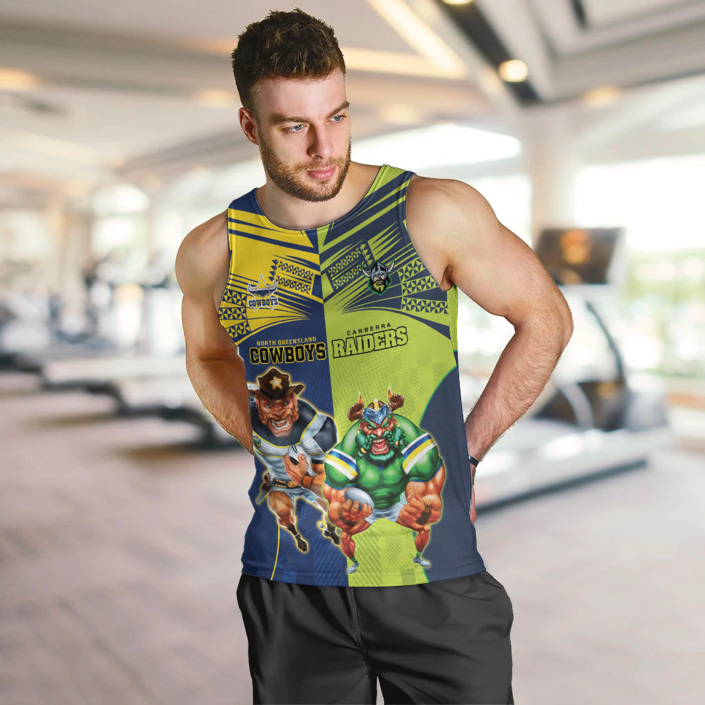 Custom Raiders and Cowboys Men Tank Top Together Sporty Style
