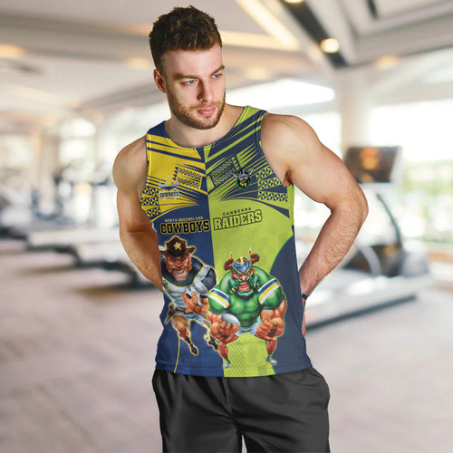Custom Raiders and Cowboys Men Tank Top Together Sporty Style