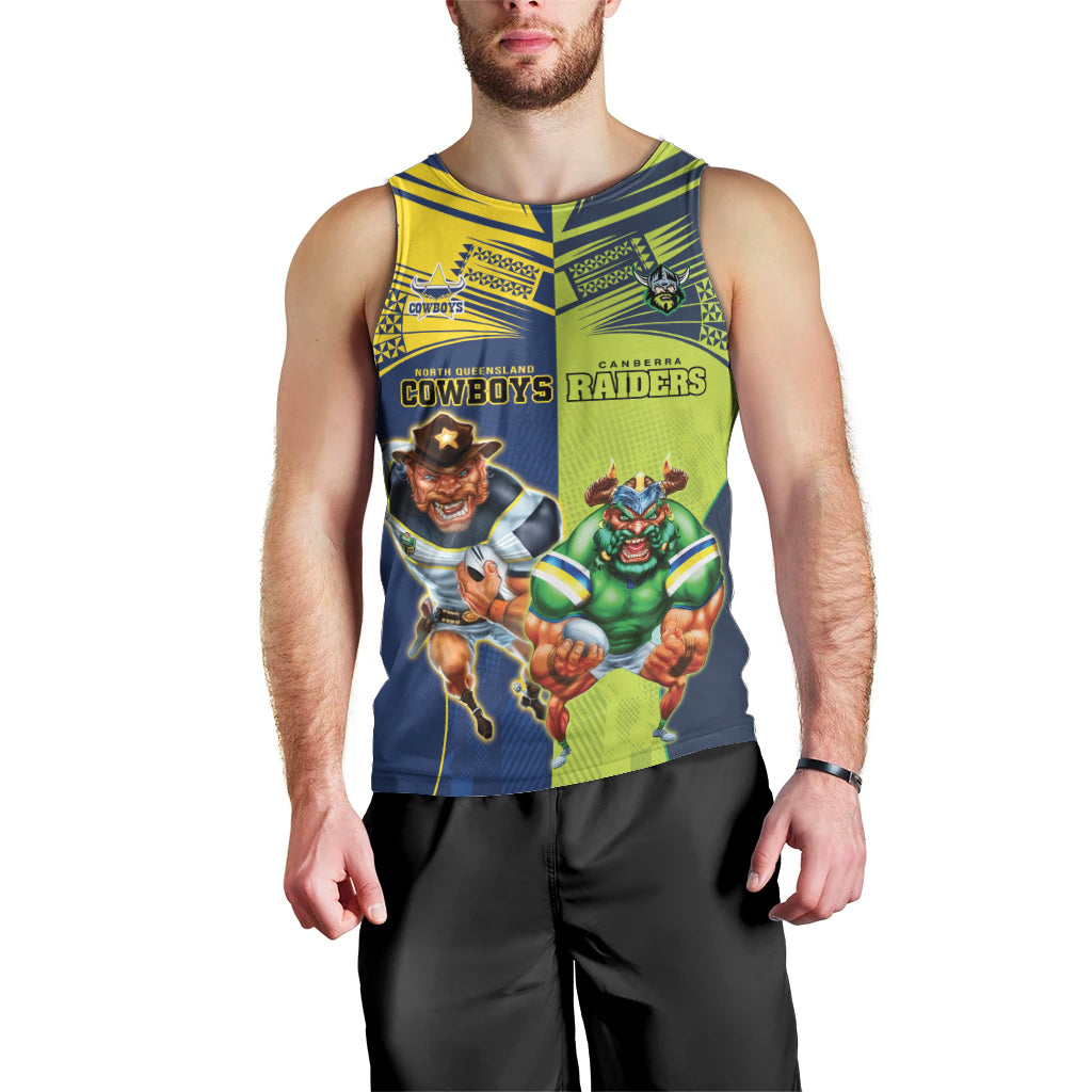 Custom Raiders and Cowboys Men Tank Top Together Sporty Style