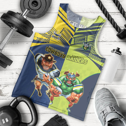 Custom Raiders and Cowboys Men Tank Top Together Sporty Style