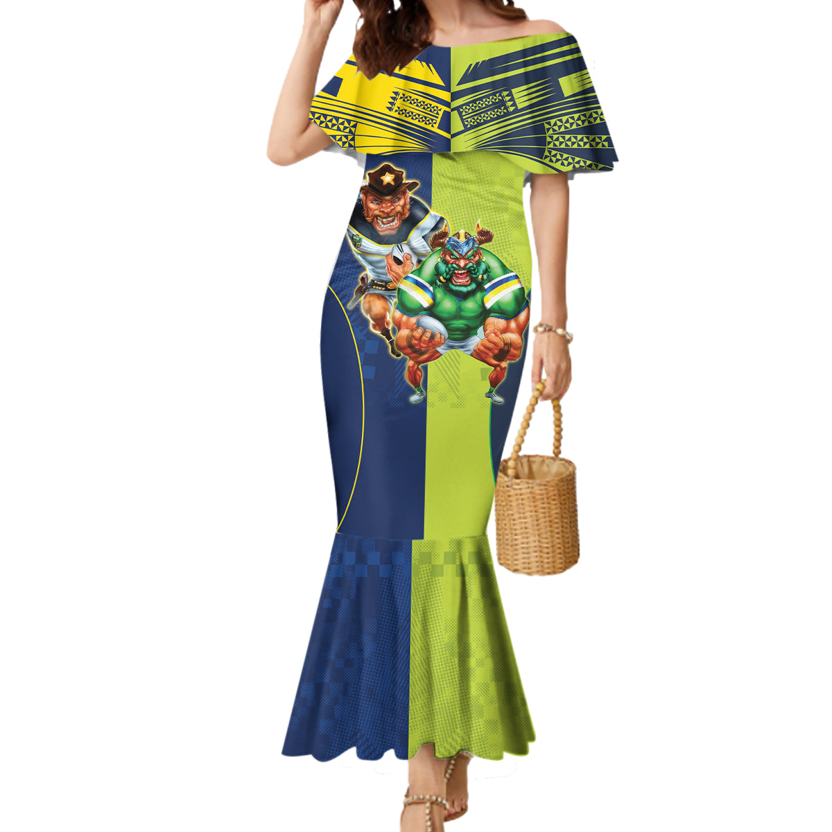 Custom Raiders and Cowboys Mermaid Dress Together Sporty Style