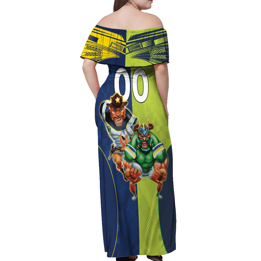 Custom Raiders and Cowboys Off Shoulder Maxi Dress Together Sporty Style