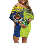 Custom Raiders and Cowboys Off Shoulder Short Dress Together Sporty Style