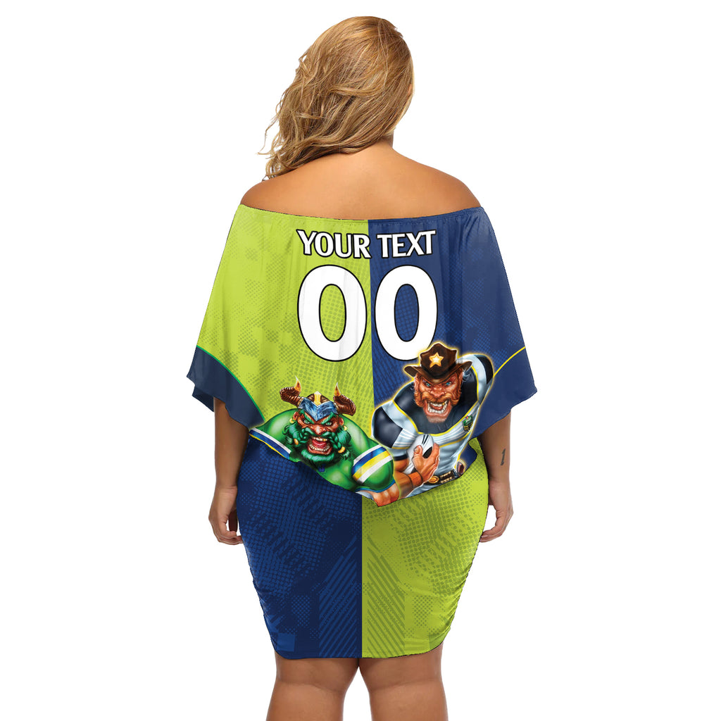 Custom Raiders and Cowboys Off Shoulder Short Dress Together Sporty Style