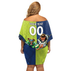 Custom Raiders and Cowboys Off Shoulder Short Dress Together Sporty Style