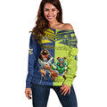 Custom Raiders and Cowboys Off Shoulder Sweater Together Sporty Style