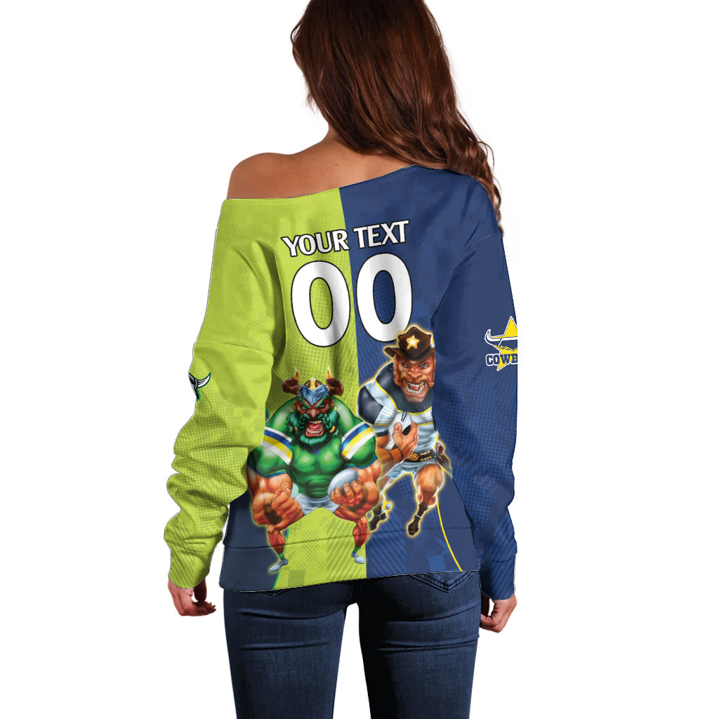 Custom Raiders and Cowboys Off Shoulder Sweater Together Sporty Style