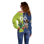 Custom Raiders and Cowboys Off Shoulder Sweater Together Sporty Style