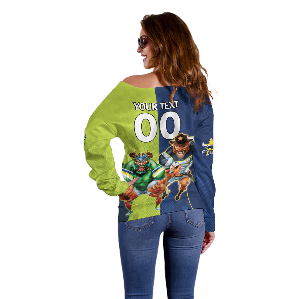 Custom Raiders and Cowboys Off Shoulder Sweater Together Sporty Style