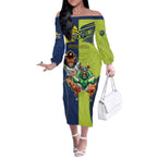 Custom Raiders and Cowboys Off The Shoulder Long Sleeve Dress Together Sporty Style