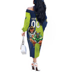 Custom Raiders and Cowboys Off The Shoulder Long Sleeve Dress Together Sporty Style