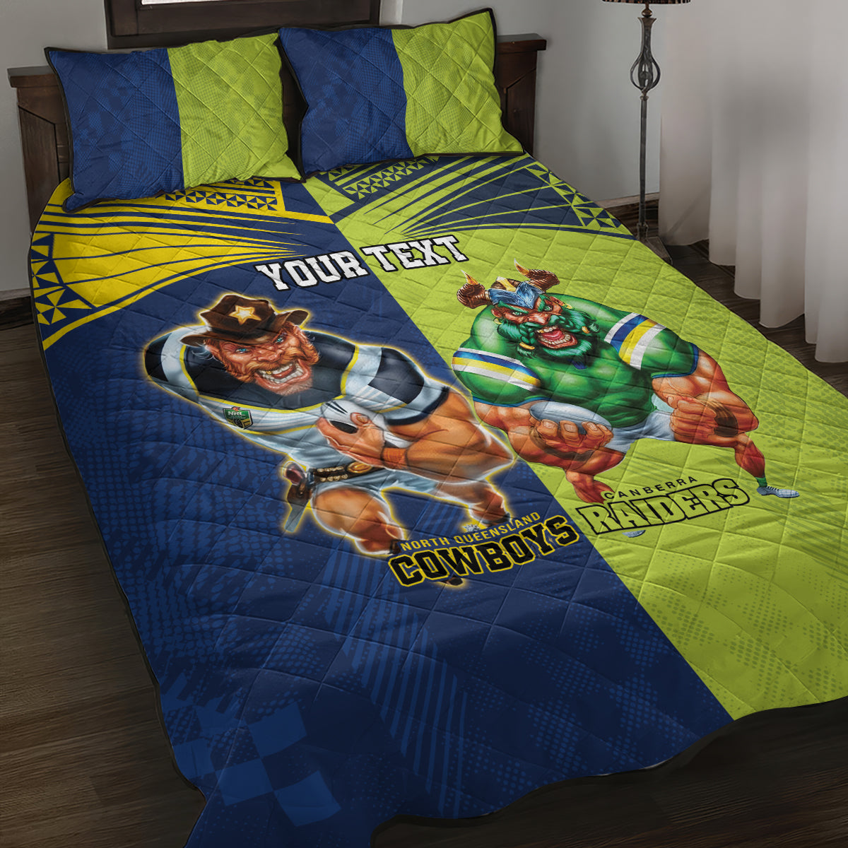 Custom Raiders and Cowboys Quilt Bed Set Together Sporty Style