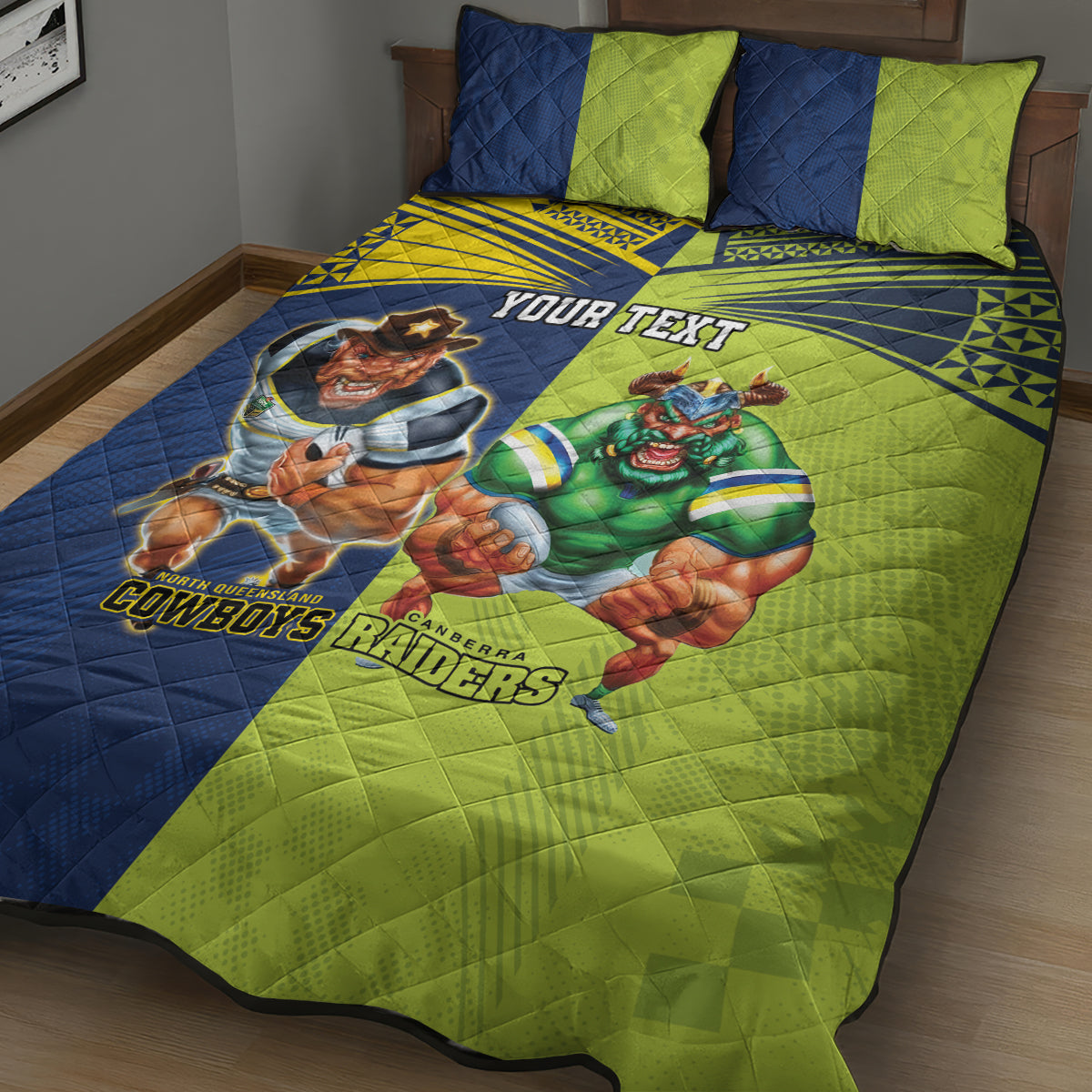 Custom Raiders and Cowboys Quilt Bed Set Together Sporty Style