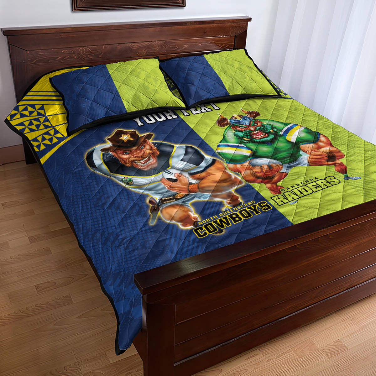 Custom Raiders and Cowboys Quilt Bed Set Together Sporty Style